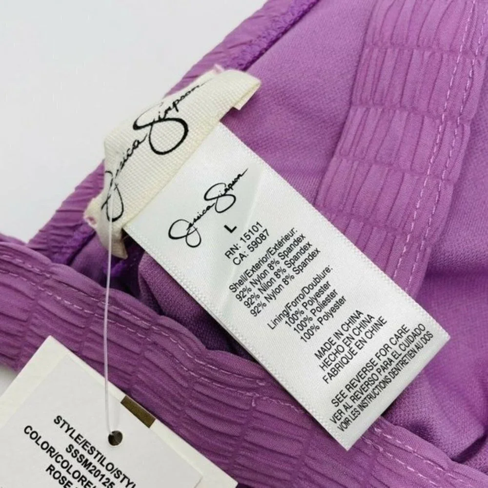 Jessica Simpson Womens Size Large Smocked Bow-Tie Bikini Top Purple‎ $58 719